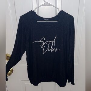 Black Long Sleeve 'Good Vibes' Top